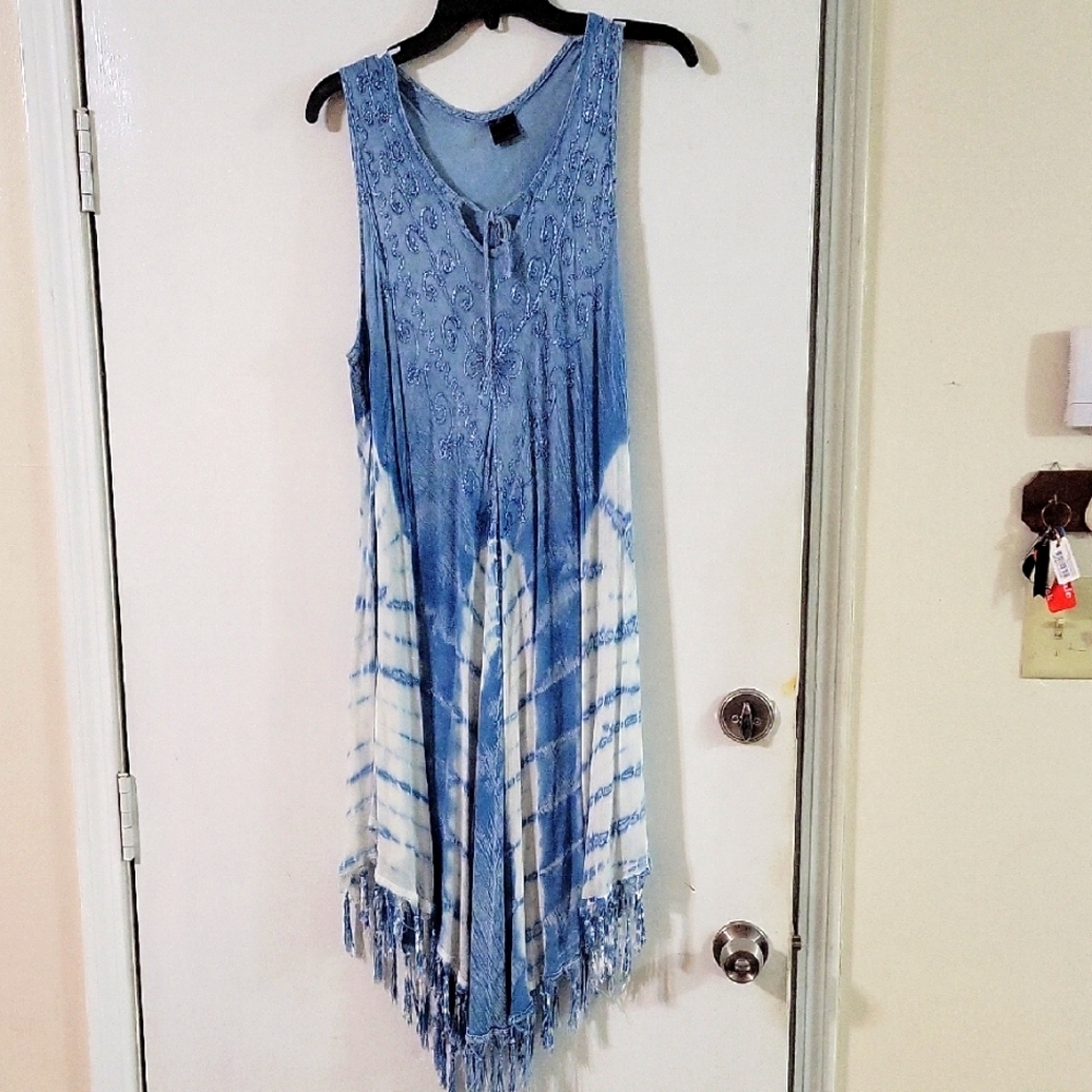 Ana & Kate Blue Asymmetrical Sleeveless Sundress